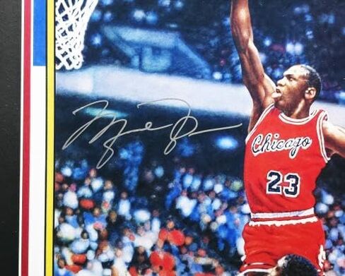 Michael Jordan Autographed Framed 1986 Fleer Rookie Card #57 Blow Up Poster Chicago Bulls UDA Holo #BAM307261 - Basketball Slabbed Autographed Cards in Saudi Arabia