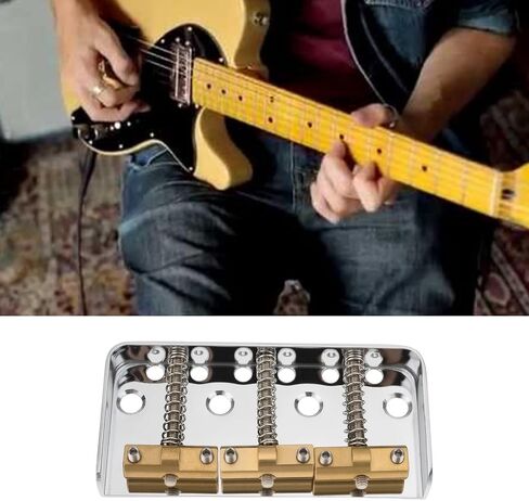 Short Guitar Bridge Brass Compensated Saddles Compatible with Telecaster Guitar Silver in Saudi Arabia