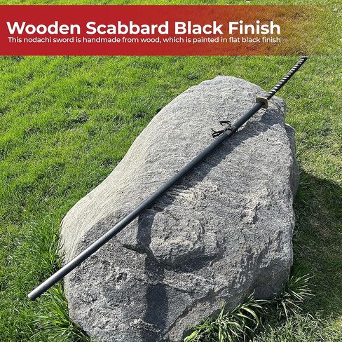 MedievalDepot اليابانية Nodachi الكربون الصلب العملاق 78 بوصة سيف تانغ كامل - شفرة كاملة الطول 57 بوصة مع غمد خشبي ومقبض مغلف بالقطن in Kuwait