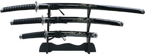 مجموعة عين الثعبان التكتيكية ذات اللونين المكونة من 3 قطع من Samurai Katana مع حامل سيف مجاني in Kuwait