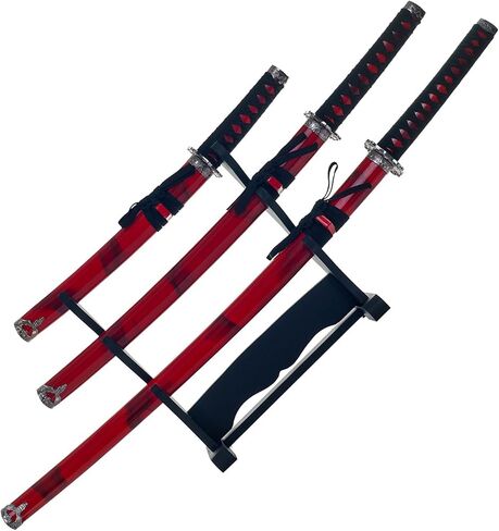 مجموعة عين الثعبان التكتيكية ذات اللونين المكونة من 3 قطع من Samurai Katana مع حامل سيف مجاني in Kuwait