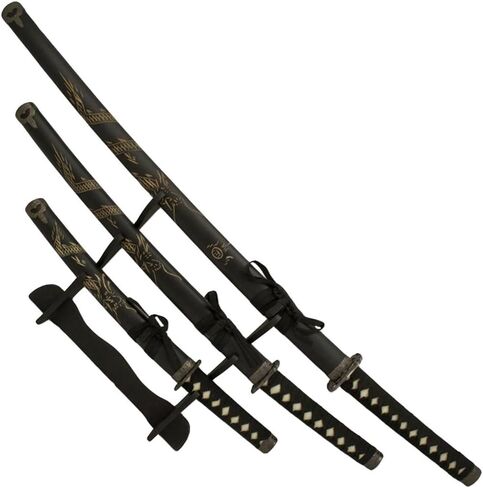 مجموعة عين الثعبان التكتيكية ذات اللونين المكونة من 3 قطع من Samurai Katana مع حامل سيف مجاني in Kuwait