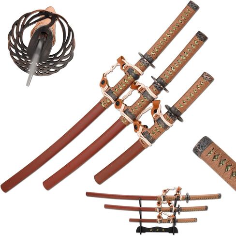 مجموعة عين الثعبان التكتيكية ذات اللونين المكونة من 3 قطع من Samurai Katana مع حامل سيف مجاني in Kuwait
