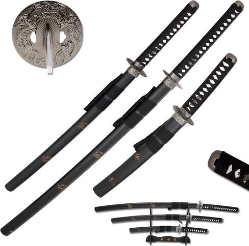 Snake Eye Tactical Two Tone 3 Piece Samurai Katana Set w/Free Sword Stand in Saudi Arabia