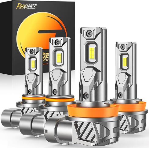 مجموعة مصابيح الإضاءة Forenner 9006 9005، سطوع فائق 6500K أبيض بارد، 9005/HB3+9006/HB4 مصابيح ضباب أمامية، مصابيح ضباب أمامية بحجم 1:1، قابس Play-N، حزمة من 4 in Kuwait