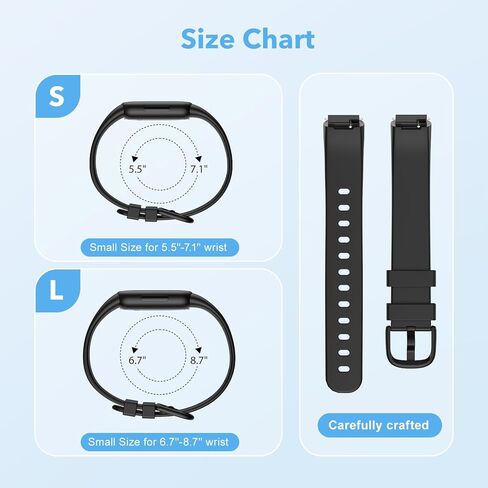 عبوتان من الأربطة المقاومة للماء المتوافقة مع 3 أساور فيتبيت إلهام للنساء والرجال، أساور معصم بديلة رياضية ناعمة كلاسيكية للنساء والرجال (أسود/أزرق داكن، مقاس كبير 7.1"-8.7") in Kuwait
