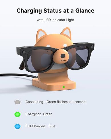 Shiba Inu Charging Station for Ray-Ban Meta Smart Glasses, Fast Charging Stand Compatible with Wayfarer, Headliner, Skylar, Oakley HSTN, Charger & Display Stand for Meta AI Glasses Original & Gen 2 in Kuwait