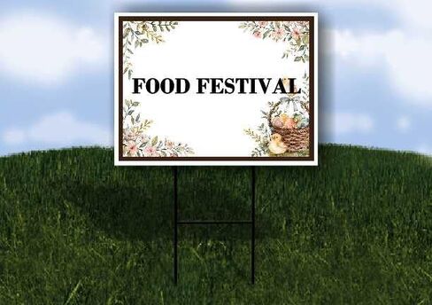 Food Festival Easter Spring Vintage Chicks Eggs Basket Brown Up Arrows A-Frame Single Sided 23x23 in. sign in Kuwait