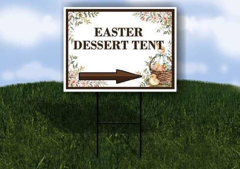 Easter Dessert Tent Easter Spring Vintage Chicks Eggs Basket Brown Directional Arrows A-Frame Double Sided 23x23 in. sign in Kuwait