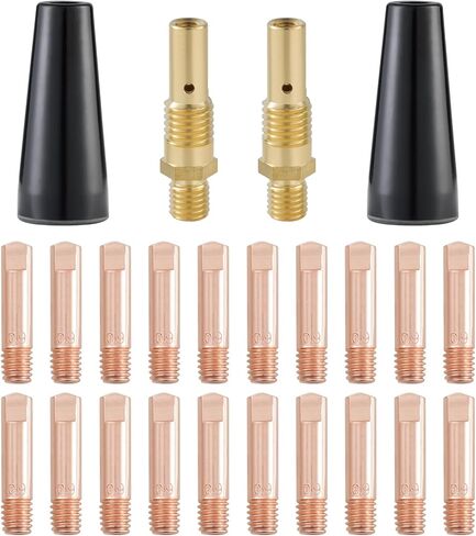 مجموعة مسدس لحام MIG مكونة من 24 قطعة من فوهة التدفق الأساسية بدون غاز مقاس 0.035 بوصة ملحقات بديلة لموزع الفوهة المتوافقة مع لينكولن وإيستوود والمزيد .035 بوصة (0.9 مم) in Kuwait