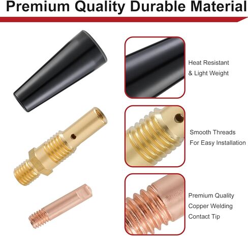 مجموعة مسدس لحام MIG مكونة من 24 قطعة من فوهة التدفق الأساسية بدون غاز مقاس 0.035 بوصة ملحقات بديلة لموزع الفوهة المتوافقة مع لينكولن وإيستوود والمزيد .035 بوصة (0.9 مم) in Kuwait