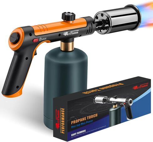 ARTFLAMM Powerful Propane Torch Gun, Flamethrower with Turbo Mode, Charcoal Torch Lighter with Safety Lock, Kitchen Blow Torch for Cooking, BBQ, Searing Steak, Grill(Tank Not Included) in Saudi Arabia