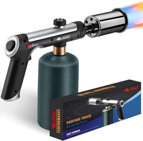 ARTFLAMM Powerful Propane Torch Gun, Flamethrower with Turbo Mode, Charcoal Torch Lighter with Safety Lock, Kitchen Blow Torch for Cooking, BBQ, Searing Steak, Grill(Tank Not Included) in Saudi Arabia