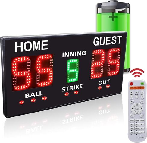 YZ LED Baseball/Softball Scoreboard for Fence, High-Light Digital Scoreboard with Remote, Rechargeable Wireless Electronic Baseball Scoreboard, Score Keeper with Innings Balls Strikes Outs Outdoor in Saudi Arabia
