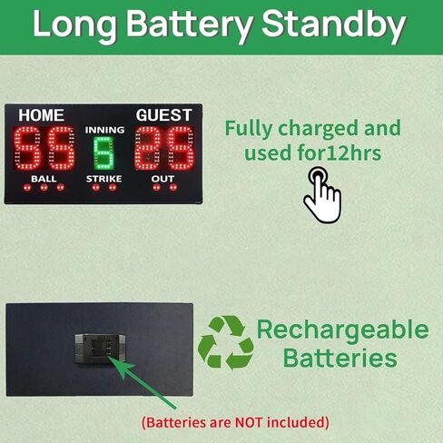 YZ LED Baseball/Softball Scoreboard for Fence, High-Light Digital Scoreboard with Remote, Rechargeable Wireless Electronic Baseball Scoreboard, Score Keeper with Innings Balls Strikes Outs Outdoor in Saudi Arabia
