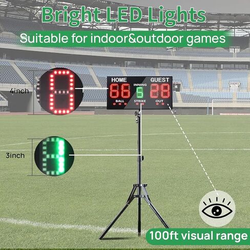 YZ LED Baseball/Softball Scoreboard for Fence, High-Light Digital Scoreboard with Remote, Rechargeable Wireless Electronic Baseball Scoreboard, Score Keeper with Innings Balls Strikes Outs Outdoor in Saudi Arabia
