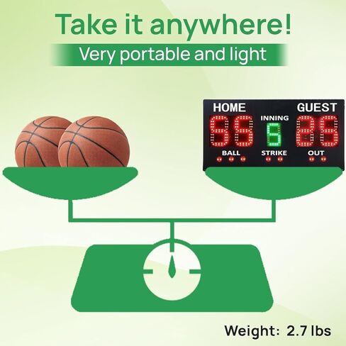 YZ LED Baseball/Softball Scoreboard for Fence, High-Light Digital Scoreboard with Remote, Rechargeable Wireless Electronic Baseball Scoreboard, Score Keeper with Innings Balls Strikes Outs Outdoor in Saudi Arabia