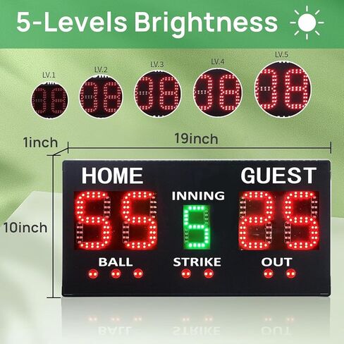 YZ LED Baseball/Softball Scoreboard for Fence, High-Light Digital Scoreboard with Remote, Rechargeable Wireless Electronic Baseball Scoreboard, Score Keeper with Innings Balls Strikes Outs Outdoor in Saudi Arabia