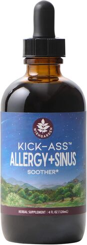 WishGarden Herbs Kick-Ass Allergy & Sinus, Herbal Allergy & Sinus Relief, Liquid Tincture, Non-Drowsy, Supports Healthy Histamine Response, Echinacea, Nettle, Yerba Santa, 2oz in Kuwait