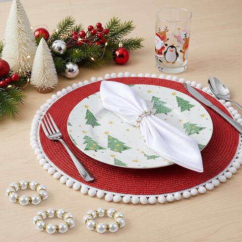 Pearl Napkin Rings Set of 12, Reusable Gold Napkin Rings Bulk, Gold Napkin Holder for Formal Dinner Reception Party Banquet Table Decor and Daily Use in Saudi Arabia
