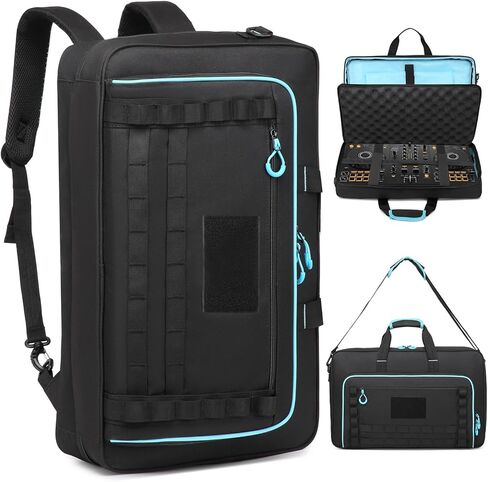 DJ Controller Case for DDJ-FLX4/ 200/400/SR2/REV1 Numark Party Mix 2/Mixtrack Platinum FX with 15.6" Laptop Compartment, DJ Controller Bag with Thick EVA Padding, Black+Orange in Kuwait