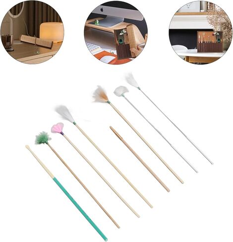 Ear Scratcher Feathers Kit, Ear Scoop, 7PCS Cleaner with Bamboo Mat, Ear Pick Cleaning, Ear Tool Massage Relaxing Wax Removal Feathers in Saudi Arabia