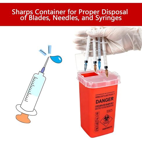 35 قطعة من حاوية الأدوات الحادة ذات الوجه العلوي بسعة 1 لتر، حاوية التخلص من حقنة الإبرة، سلة مهملات صغيرة محمولة للسفر، للمختبرات وصالونات الوشم وصالونات الحلاقة in Kuwait