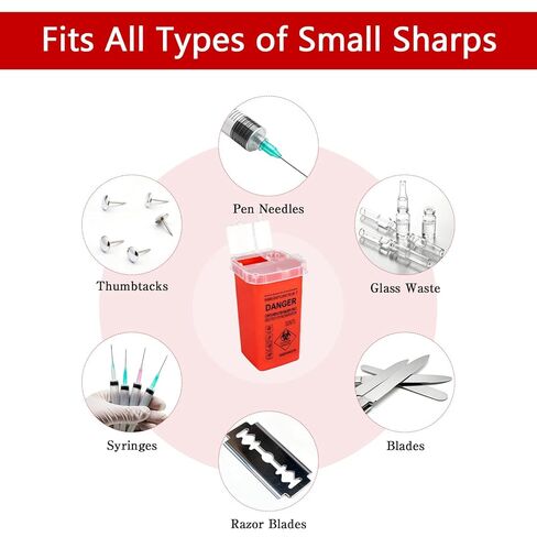35 قطعة من حاوية الأدوات الحادة ذات الوجه العلوي بسعة 1 لتر، حاوية التخلص من حقنة الإبرة، سلة مهملات صغيرة محمولة للسفر، للمختبرات وصالونات الوشم وصالونات الحلاقة in Kuwait