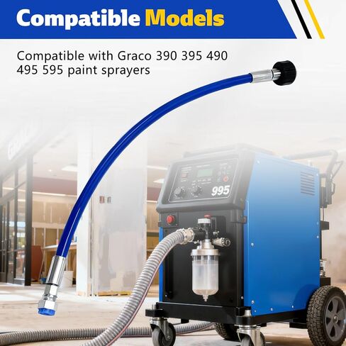 24W830 خرطوم مكبس بخاخ بدون هواء، أنبوب جانبي، خرطوم مقترن متوافق مع Graco 390 395 490 495 595 PC، 0.5 بوصة أزرق in Saudi Arabia