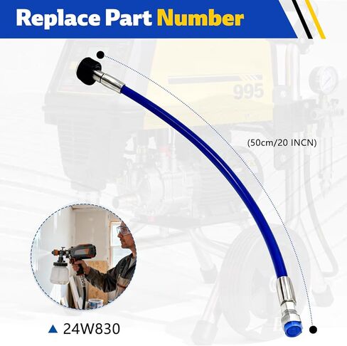 24W830 خرطوم مكبس بخاخ بدون هواء، أنبوب جانبي، خرطوم مقترن متوافق مع Graco 390 395 490 495 595 PC، 0.5 بوصة أزرق in Saudi Arabia