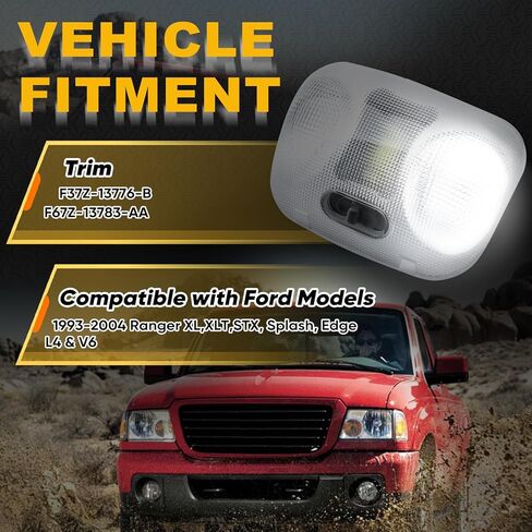 F37Z-13776-B LED Dome Light Map Lamp - LED Map Lamp Assembly Compatible with 1993-2004 Ford Ranger Interior Overhead Roof Headliner Dome Map Light Lamp Ceiling Reading Lights Replace # F37Z13776B in Kuwait