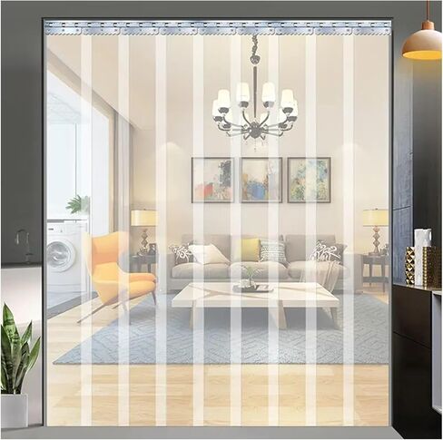 Clear PVC Replacement Strip Door Curtain - Waterproof Vinyl for Warehouse, Walk-in Freezers, Cooler, Basement, Pet House - Size W195xH200cm (76.77x78.74in) in Saudi Arabia