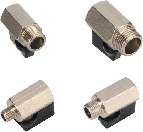 1/8" 1/4" 3/8" 1/2" Male to Female Threaded Mini Brass Ball Valve Garden Irrigation System Water Control Switch Adapter 2Pcs(1/8"-Silver) in Kuwait