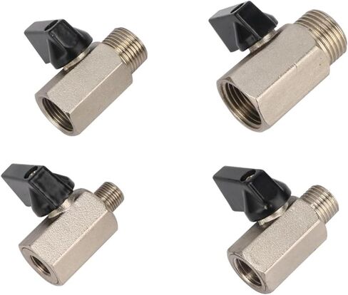 1/8" 1/4" 3/8" 1/2" Male to Female Threaded Mini Brass Ball Valve Garden Irrigation System Water Control Switch Adapter 2Pcs(1/8"-Silver) in Kuwait