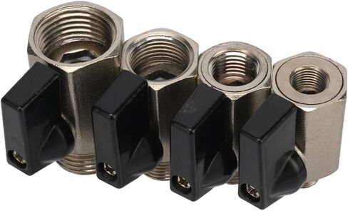 1/8" 1/4" 3/8" 1/2" Male to Female Threaded Mini Brass Ball Valve Garden Irrigation System Water Control Switch Adapter 2Pcs(1/8"-Silver) in Kuwait