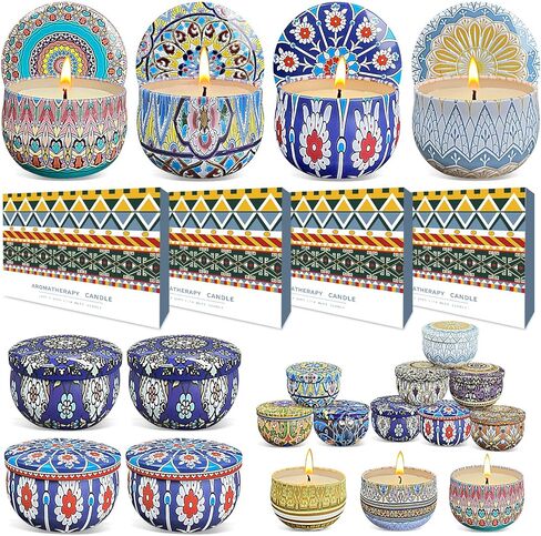 48 Pack Scented Candles Set for Home, Relaxing Stress Relief, Aromatherapy, Russian Patterns - Natural Soy Wax and Fragrance - Gifts for Women, Mom, Best Friend, Wife, Birthday in Saudi Arabia