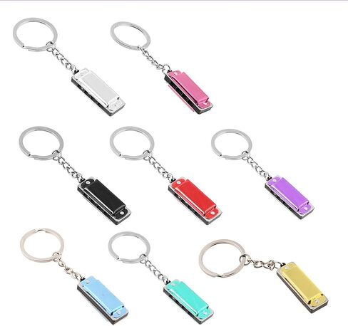 الملونة هارمونيكا المفاتيح هارمونيكا 8 لهجة 4 ثقوب ل مفتاح سلسلة التوافقي كيرينغ مفاتيح حامل حقيبة قلادة in Kuwait