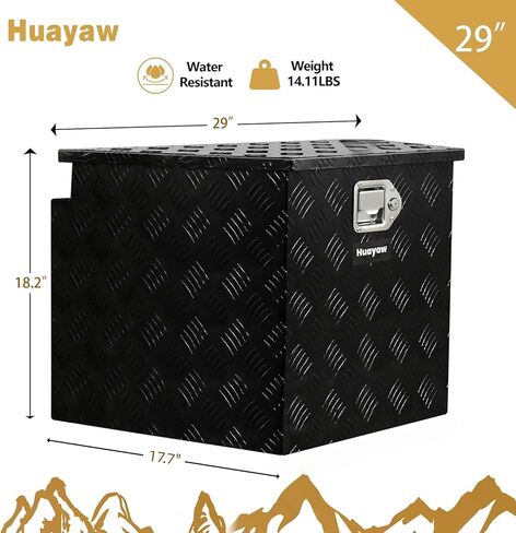 صندوق أدوات لسان المقطورة من الألومنيوم عالي التحمل مع قفل ومفاتيح، صندوق تخزين للمقطورات، مركبات ATV، RVs، شاحنة المرافق (أسود، 29 بوصة) in Kuwait