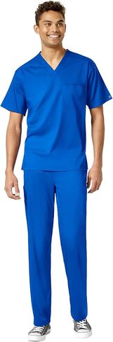 WonderWink PRO Men's V-Neck Top & Straight Leg Cargo Pant Scrub Set + Badge Reel in Saudi Arabia