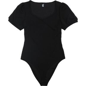 Allegra K Short Sleeve Bodysuit for Women's Sweetheart Neck Casual Top