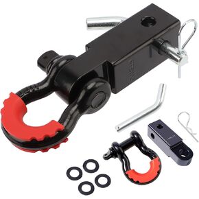 METOWARE Shackle Hitch Receiver 2" with 3/4" D Ring Shackle and 5/8" Trailer Hitch Pin Lock, 45,000 Lbs Break Strength Heavy Duty Receiver Kit, Weatherproof Anti-Theft Lockable Towing Recovery Kit