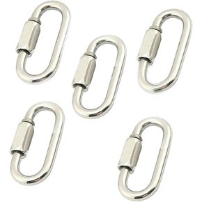 Locking Climbing Carabiner 1/8 Inch(M3) Stainless Steel Tiny Quick Link Chain Connector Keychain Ring Buckle,5 Pack
