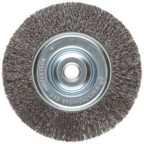 Weiler 36002 Vortec Pro 5/8"-1/2" Arbor, 6" Diameter, 0.008" Wire Size, Carbon Steel Bristles, Narrow Face, Crimped Wire Wheel Brush (Pack of 5)