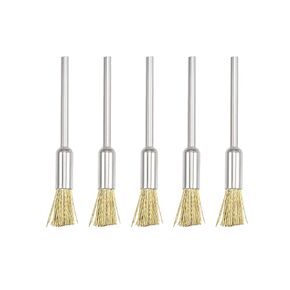 uxcell Mini Wire Cup Brush Brass Plated Crimped Steel 5 X 11mm with 2.35mm Shank 5 Pcs