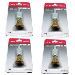 4 Pcs 3/4" Crimped Wire End Brush Carbon Steel with 1/4" Shank Die Grinder or Drill
