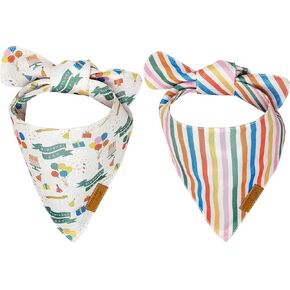 Remy+Roo Extra Large Birthday Dog Bandanas - 2 Pack Birthday Boy Set | Premium Durable Adjustable Polyester Fabric | Patented Shape Birthday Boy Dog Bandanas | Pack of Bandanas for Dogs