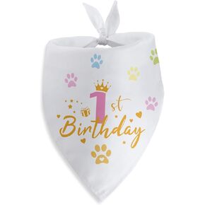 Dog First Birthday Bandana Dog 1st Birthday Bandana Dog 1st Birthday Boy Girl Happy Birthday Dog Bandana Photo Prop Pet Scarf Accessories for Dog Lovers Gifts