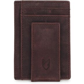 FOXHACKLE Slim Minimalist Front Pocket Credit Card Holder Leather Wallets for Men and Women with Magnetic Clip (Green Tannish)
