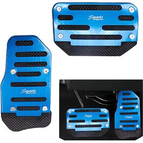 2 PCS Car Pedal Replacement Parts, Accelerator + Brake No-Drilling Installation Sports Decorative Pedals, Alloy + Rubber Anti-Slip Safety Pedal Cover, Universal Interior Accessories (Blue)