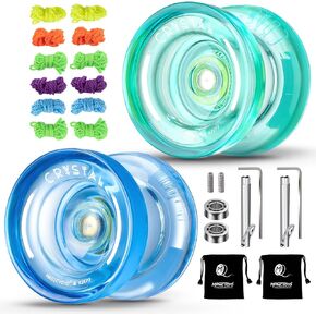 YOSTAR Yoyo K2 Plus Crystal Yoyo Professional, Responsive Yoyo for Kids Beginner, Trick Yoyo with Replacement Unresponsive Bearing for Intermediate Advanced, Bonus 6 Yoyo Strings, Bag, Bearing Remover
